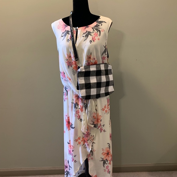 Black & White Buffalo Check Crossbody Bag - NEW - Picture 2 of 2